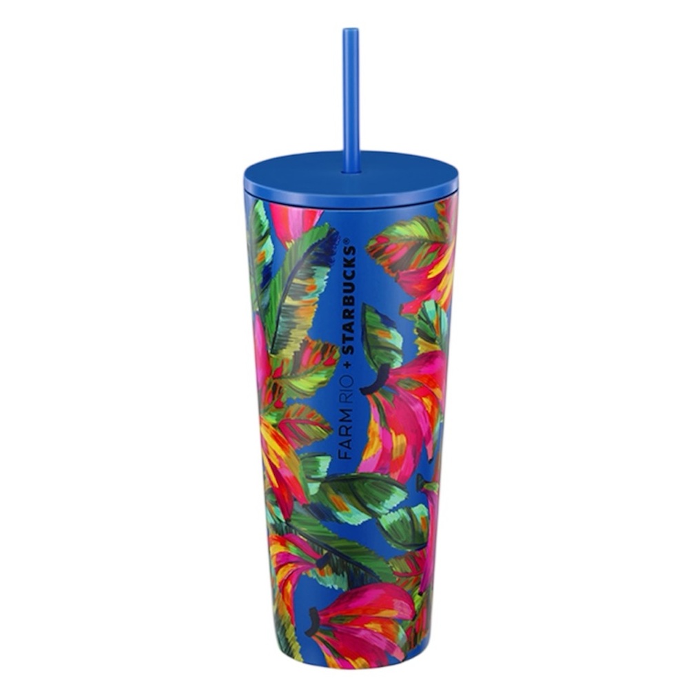FARM Rio x Starbucks Banana Mix 24 oz Stainless Steel Cold Cup Tumbler NWT